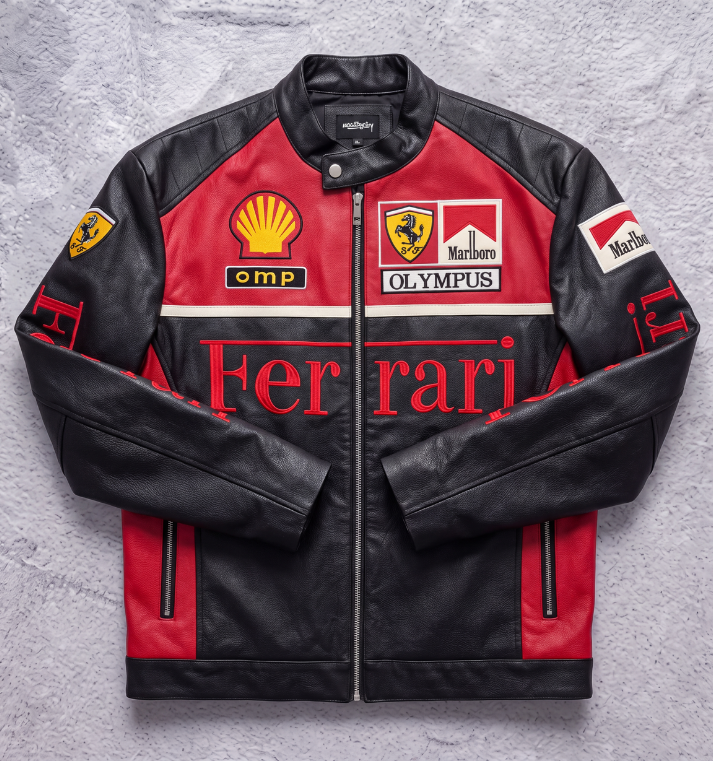 FERRARI F1 LEATHER JACKET RED/BLACK